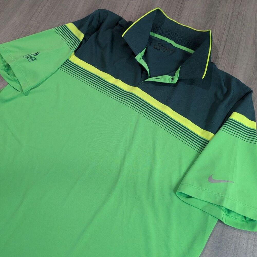 Nike Golf Mens 2015 US Open Chambers Bay Dri-Fit Polo Shirt Green Size L